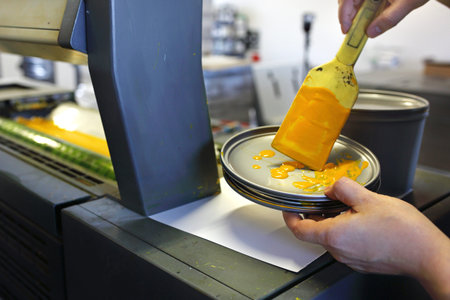 A can of printing ink. Printing house,