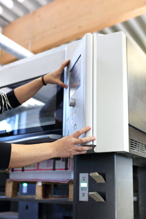 Work in a printing house, operation of printing machines