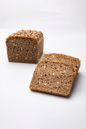Traditional bread on a white background, space for text.
