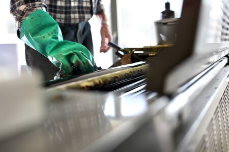 Printing house, printing machine. Roll with paintの写真素材