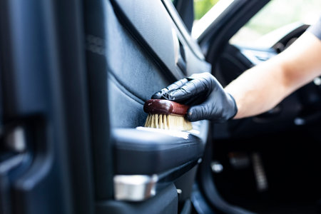 Washing leather upholstery elements in the car door