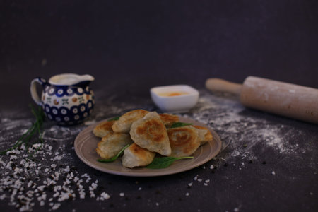 Food, dish served on a plate. suggestion of administration