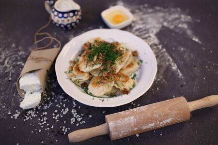 Food, dish served on a plate. suggestion of administrationの写真素材