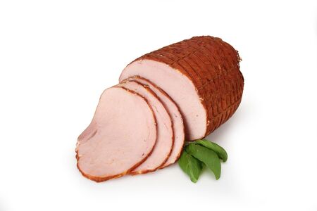 Meat products, smoked sausage on a white background. Food productの写真素材