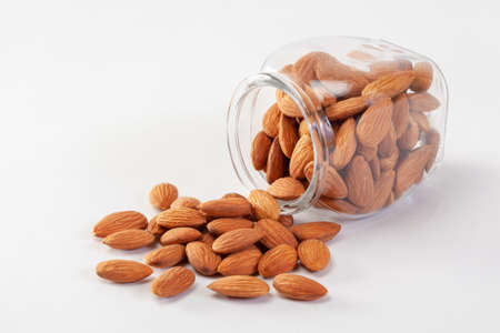 Almonds isolated on white background.の写真素材