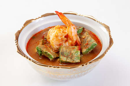 Sour Curry with Vegetable and shrimp.の写真素材