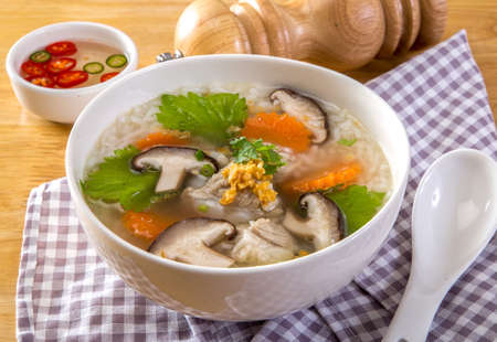 Thai Rice Soup With Seafoodの写真素材