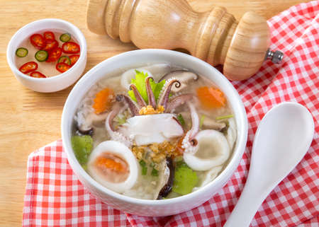 Thai Rice Soup With Seafoodの写真素材
