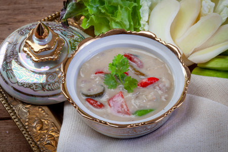 Crab dip with coconut milk and vegetables (Thai food)の写真素材