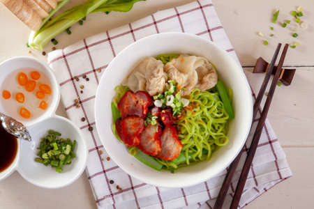 Dry noodle with porkの写真素材