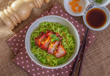 Dry noodle with porkの写真素材