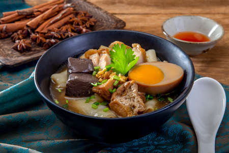 paste of rice flour ; boiled Chinese pasta squareの写真素材