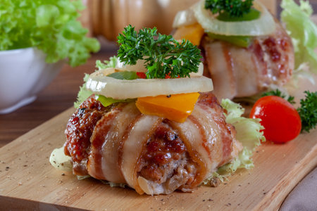 Pork wrapped in baconの写真素材