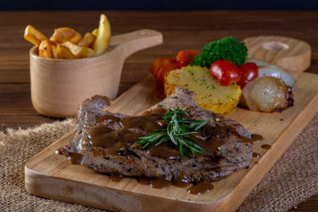 Black pepper chicken breast steakの写真素材