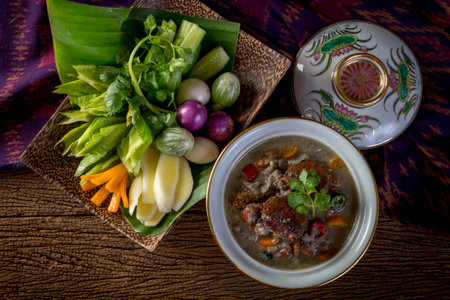 Crab dip with coconut milk and vegetables (Thai food)の写真素材