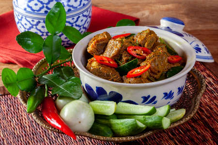 fried pork with curry. Thai Foodの写真素材
