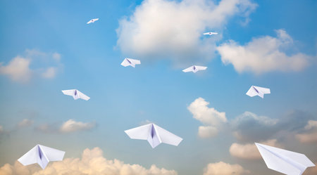 Paper plane on sky, clean energy concept