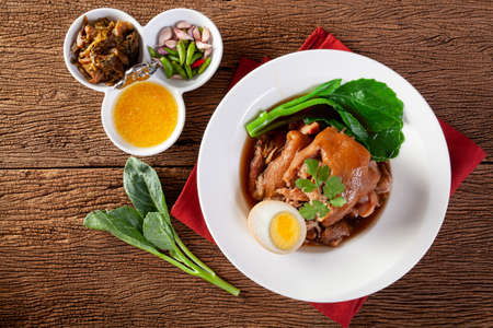 Stewed leg pork with sweet gravy sauce style chinese food.の写真素材