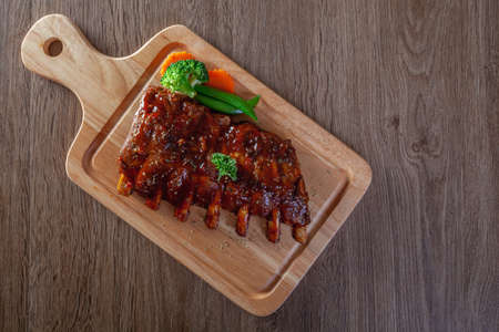 Roasted sliced barbecue pork ribsの写真素材