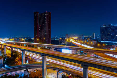 traffic at night in Bangkok cityの写真素材