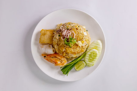 Seafood fried rice, street food
