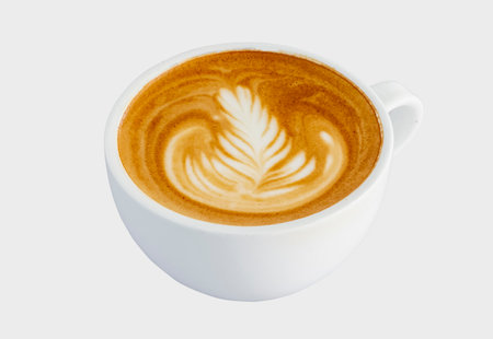 Cup of cappuccino coffee  on a white backgroundの写真素材
