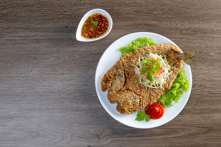 Black-Banded Trevally With Green Mango Saladの写真素材