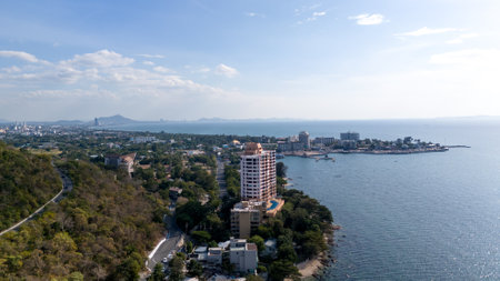 Bang Saen sea, a tourist city in Thailand.の写真素材