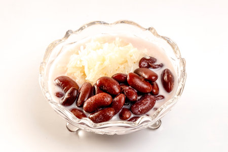 Sweet Sticky Rice with Red Bean in Coconut Milkの写真素材