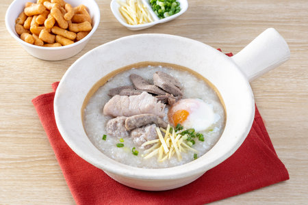 Chinese clay pot pork porridge, Asian breakfast