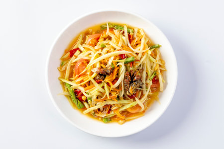 Somtum - Thai spicy papaya salad with herring