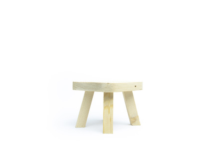 Small table maked from wood with white background.の写真素材