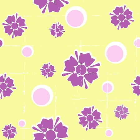 Grungy Seamless floral pattern in retro 60's style.のイラスト素材
