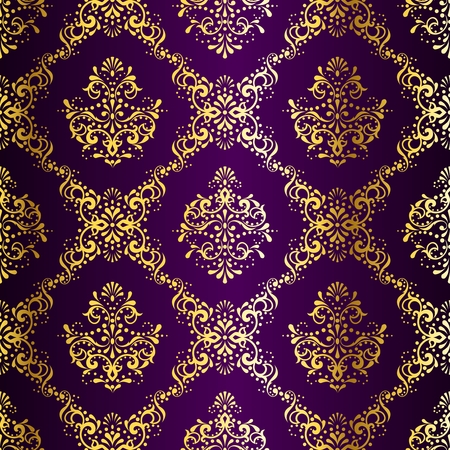 stylish vector background with a metallic damask pattern inspired by Indian fabrics. The tiles can be combined seamlessly. Graphics are grouped and in several layers for easy editing. The file can be scaled to any size.のイラスト素材