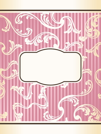 Romantic pink floral label inspired by French design. Graphics are grouped and in several layers for easy editing. The file can be scaled to any size.のイラスト素材
