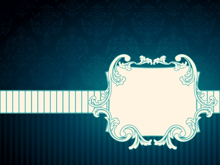 Elegant rectangular deep blue label inspired by Rococo era designs. Graphics are grouped and in several layers for easy editing. The file can be scaled to any size.のイラスト素材