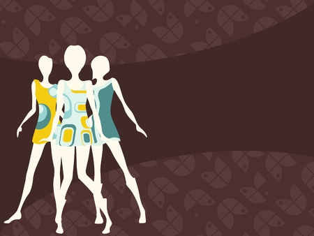 Brown mod banner with female silhouettes. Graphics are grouped and in several layers for easy editing. The file can be scaled to any size.のイラスト素材
