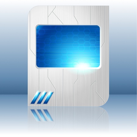 Science fiction tablet-banner in blue and silver. Graphics are grouped and in several layers for easy editing. The file can be scaled to any size.のイラスト素材