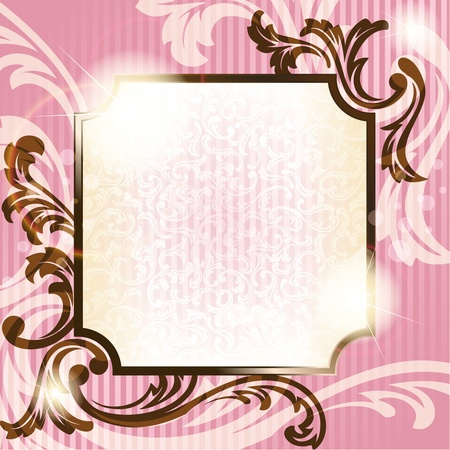Elegant pink and brown transparent background design inspired by French rococo style. Graphics are grouped and in several layers for easy editing. The file can be scaled to any size.のイラスト素材