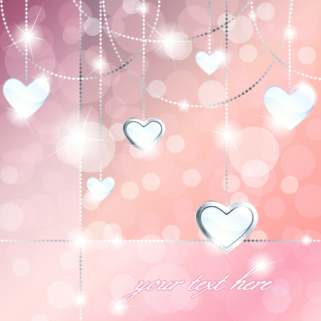 Elegant pale pink romance-themed background with white gemstone pendants. Graphics are grouped and in several layers for easy editing. The file can be scaled to any size.のイラスト素材