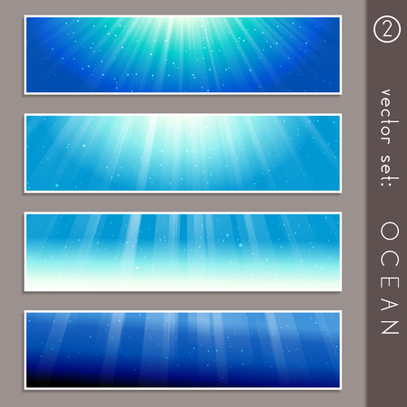 Set of four elegant underwater banners. Graphics are grouped and in several layers for easy editing. The file can be scaled to any size.のイラスト素材