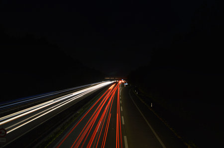 bulb exposure of German freeway in night