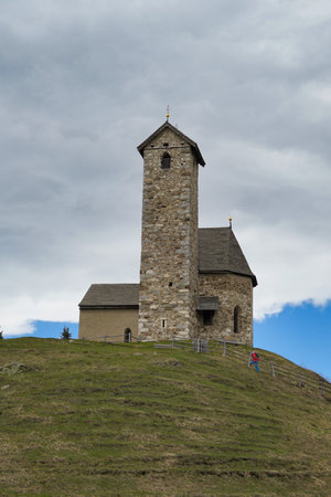 chapel in southern tyrol on top of a hill