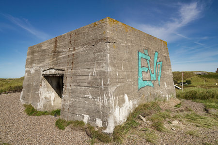 bunker ruin at beach near Houvig, Jutland, Denmark