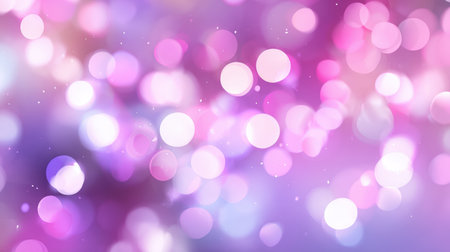 A dreamy and ethereal background featuring soft pink and purple bokeh lights, creating a magical and festive atmosphere with blurred circles.の素材