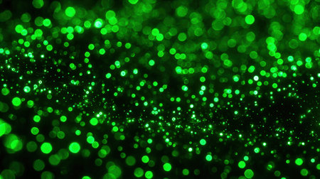 A captivating image featuring a multitude of luminous green bokeh, creating a magical and ethereal atmosphere. The blurred lights evoke a sense of wonder and enchantment.の素材
