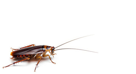Cockroach isolated on white background with copy space for text.の素材