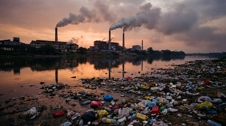 Pollution of the environment in India. Pollution of the environment conceptの素材