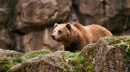 Brown bear in the zoo. Wildlife scene from nature. Animal in captivity.の素材