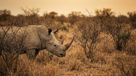 White Rhinoceros in Chobe National Park, Botswana, Africaの素材